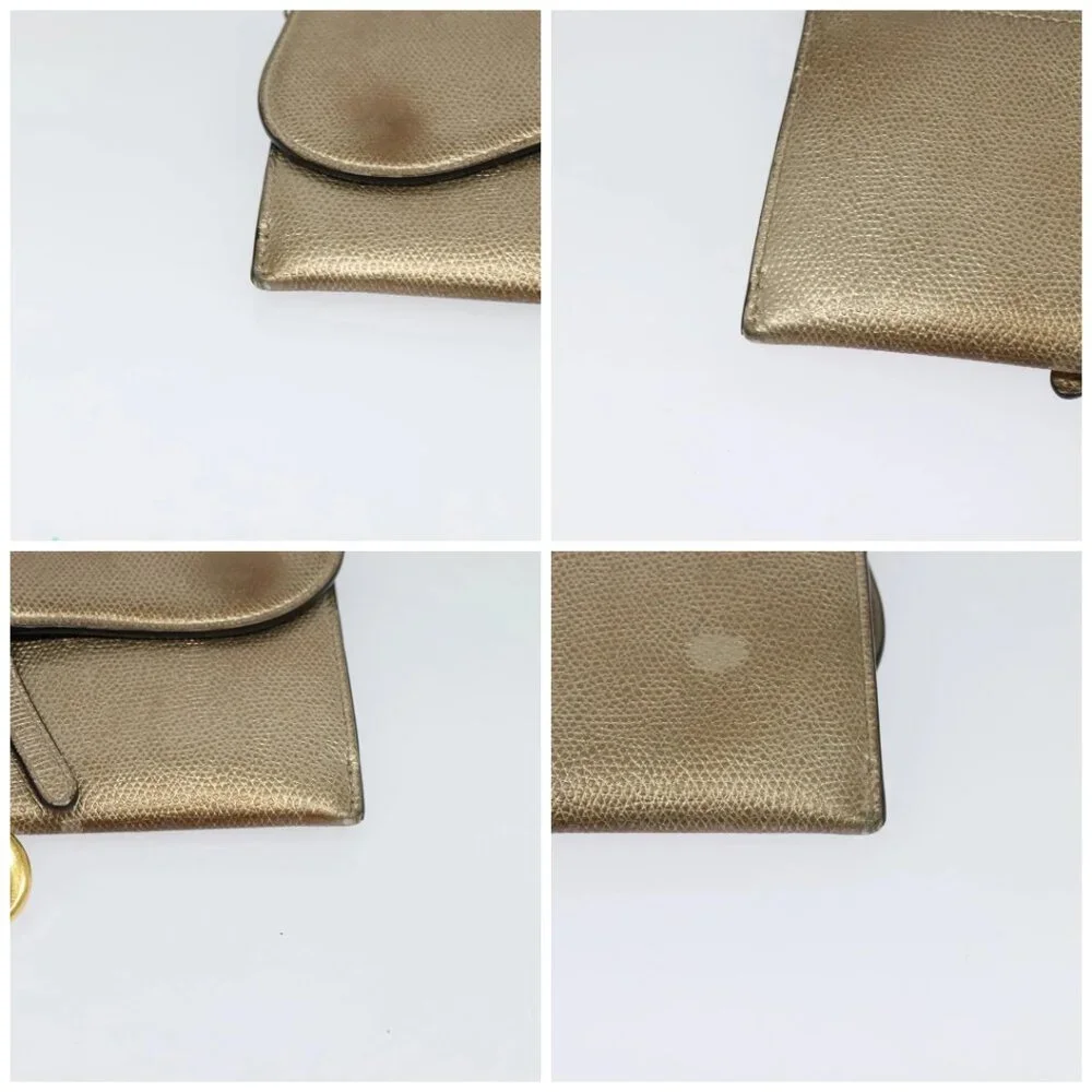 Christian Dior Saddle Chain Wallet Leather Brown Gold Auth hk2524 - Picture 14 of 16